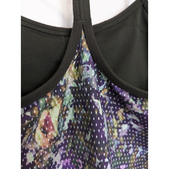 LULULEMON Amala Tank Top‎ Womens Size 6 Green Sleeveless Floral Racerback Shirt - Picture 7 of 8